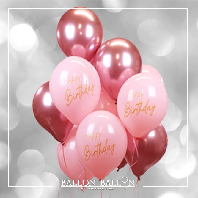 Bouquet de ballons Anniversaire rose et chromé – BallonBallon Brussels