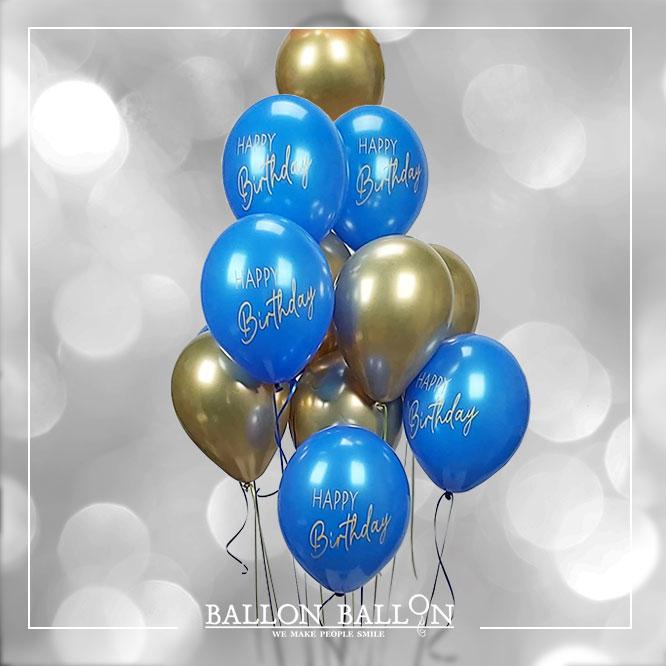Bouquet de ballons Anniversaire bleu et doré – BallonBallon Brussels