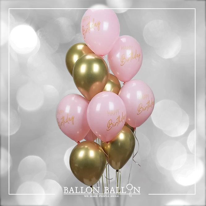 Bouquet de ballons Anniversaire rose et doré – BallonBallon Brussels