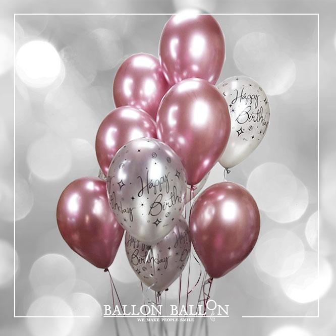 Bouquet de ballons Anniversaire rose et argenté – BallonBallon