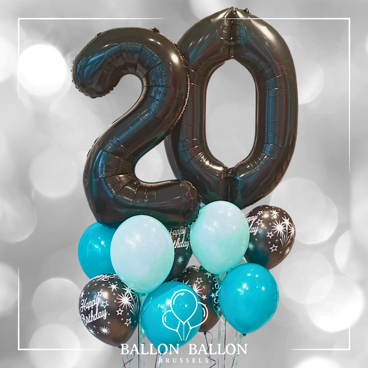 Ballonnenboeket 2 cijfers Zwart