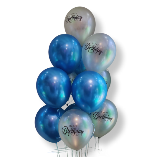 Bouquet Anniversaire bleu et argenté