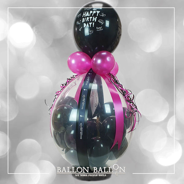 Ballon Magic Birthday Black Fuchsia Anniversaire