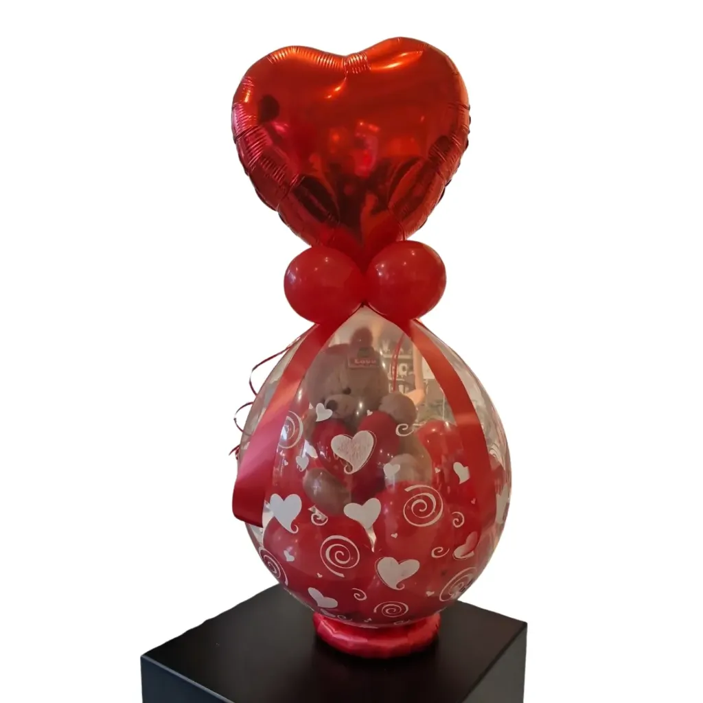 Montage surprise Love rouge + peluche ours