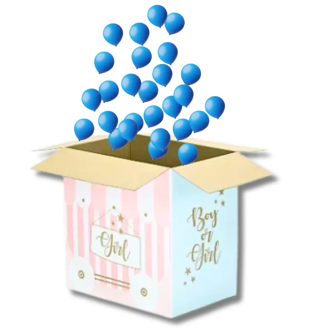 Gender reveal doos blauw