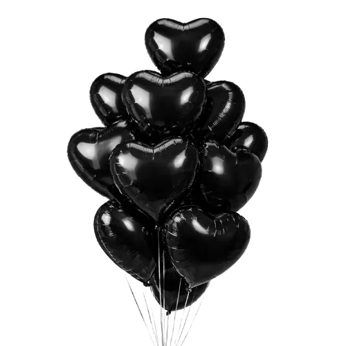 Boeket van 12 ballonnen zwart hart