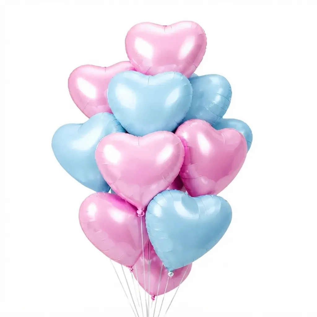 Bouquet de 12 coeurs rose/bleu