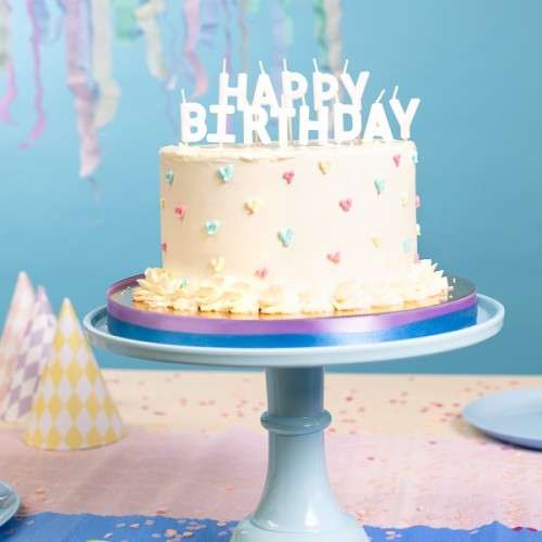 Bougies Happy birthday Blanc