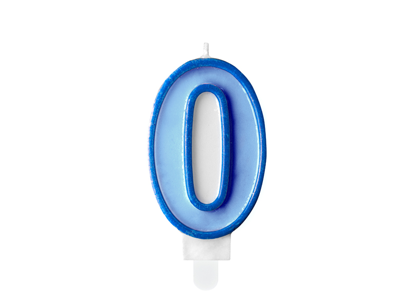 [SCU1-0-001] Verjaardagskaars cijfer 0, blauw, 7cm