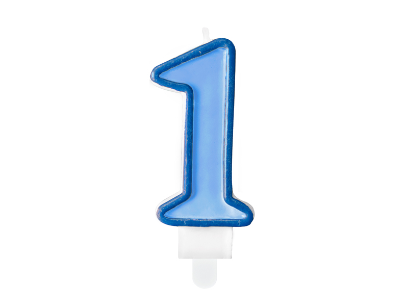 Bougie d'anniversaire Chiffre 1, bleu, 7 cm
