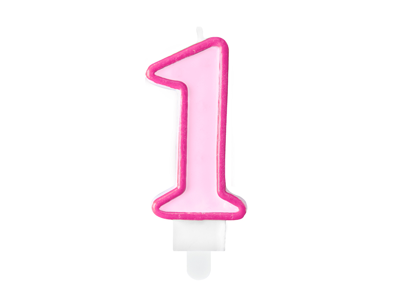 [SCU1-1-006] Bougie d'anniversaire Chiffre 1, rose, 7 cm