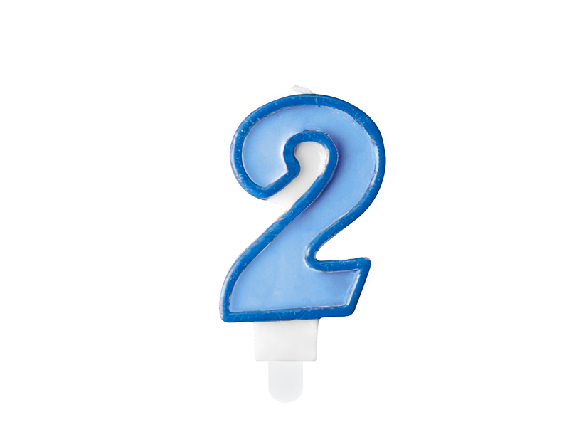 [SCU1-2-001] Bougie d'anniversaire Chiffre 2, bleu, 7 cm