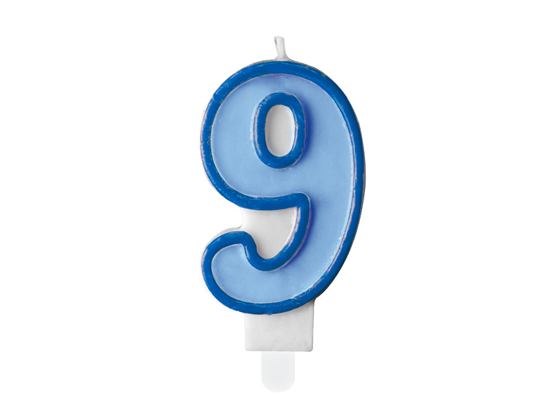 [SCU1-9-001] Bougie d'anniversaire Chiffre 9, bleu, 7 cm