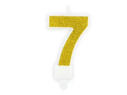 [SCU3-7-019B] Bougie d'anniversaire Chiffre 7, doré, 7cm