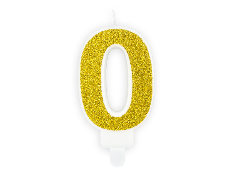 [SCU3-0-019B] Verjaardagskaars cijfer 0, goud, 7 cm