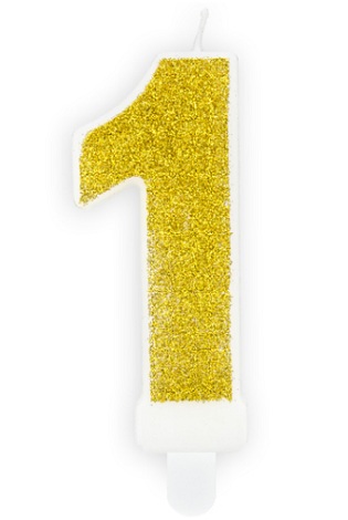 Bougie d'anniversaire Chiffre 1, dorée, 7 cm
