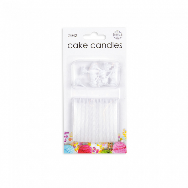 [5880] 24 bougies à gâteau + 12 bougeoirs blancs