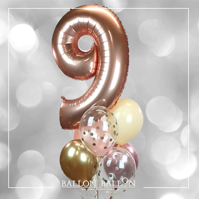 Boeket 1 Gouden roze cijfer