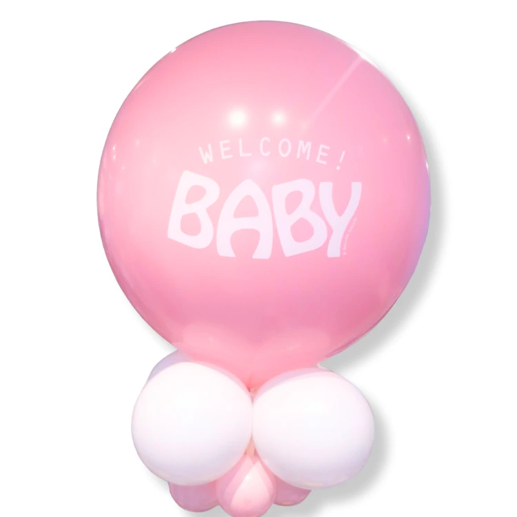 Ballon géant welcome baby rose