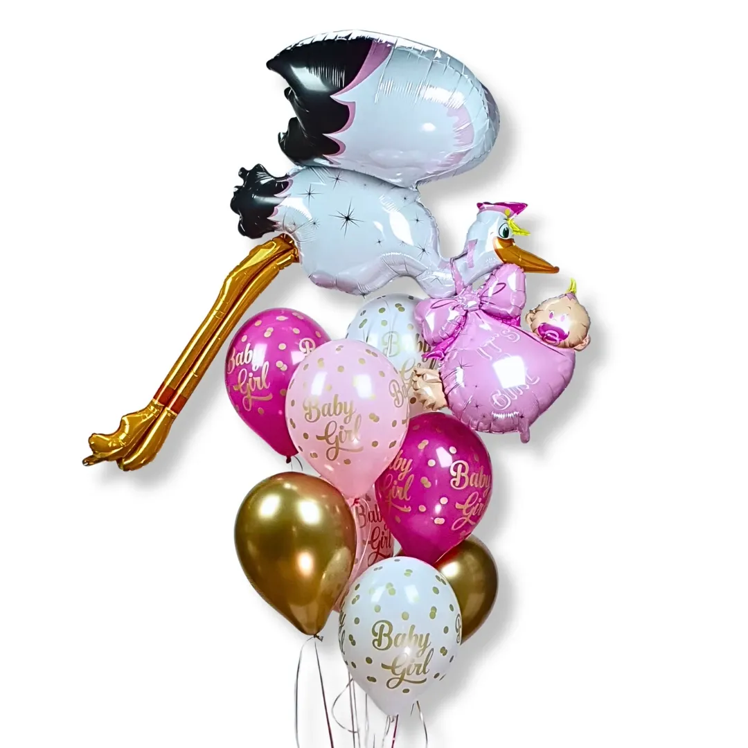 Bouquet de ballons cigogne fille
