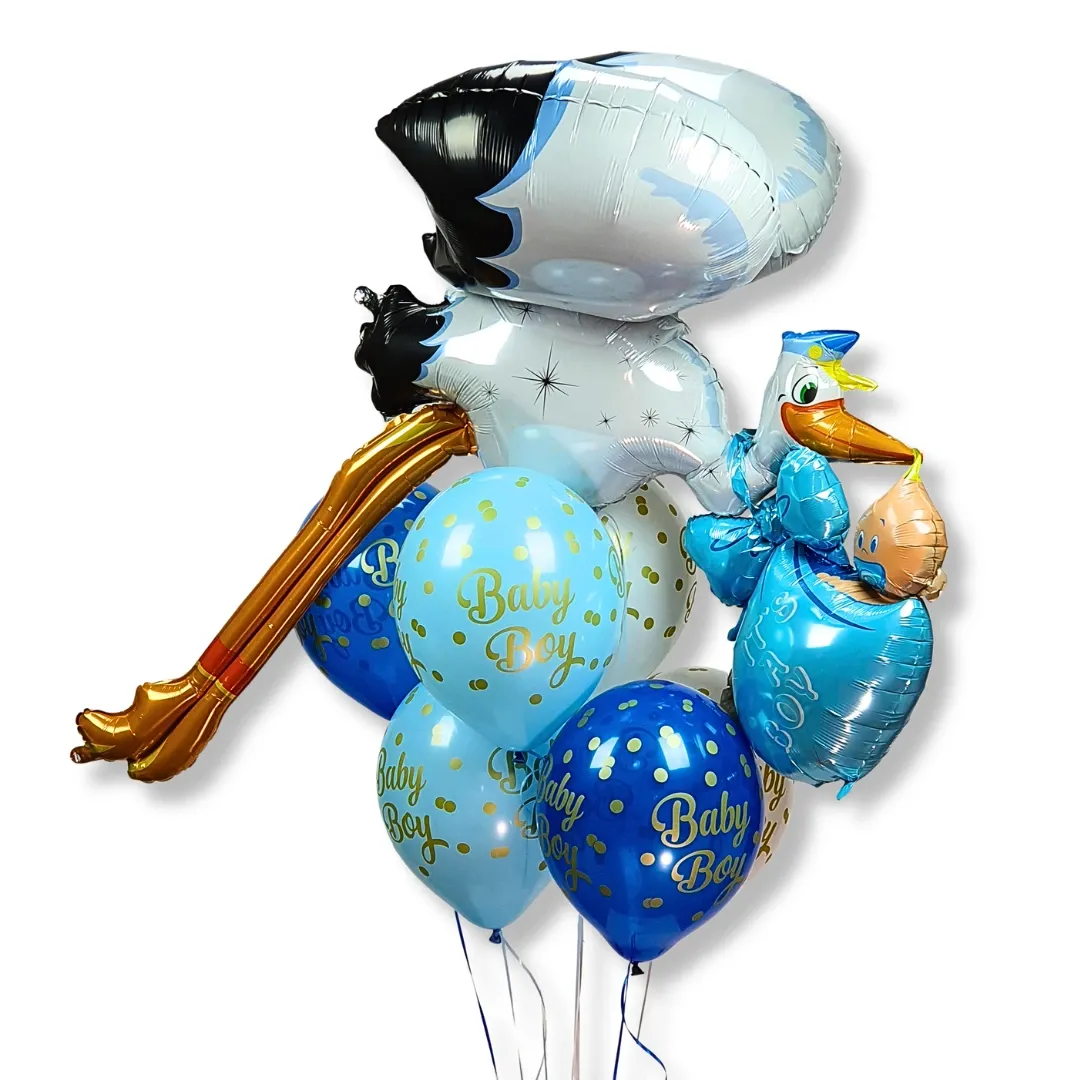 Bouquet cigogne naissance garçon