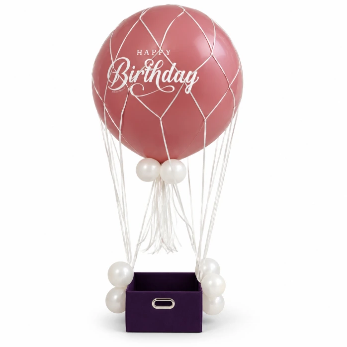 Montgolfière anniversaire rose