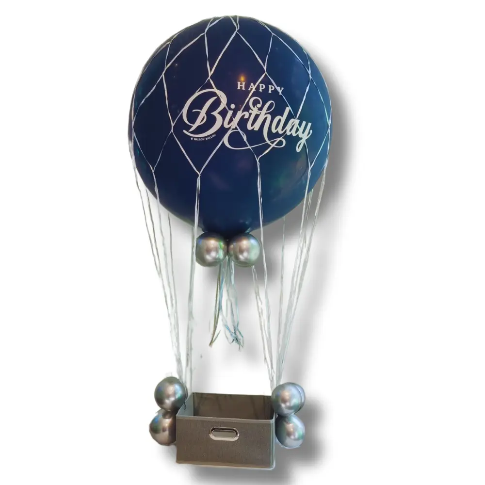 Blauwe zilveren verjaardag luchtballon