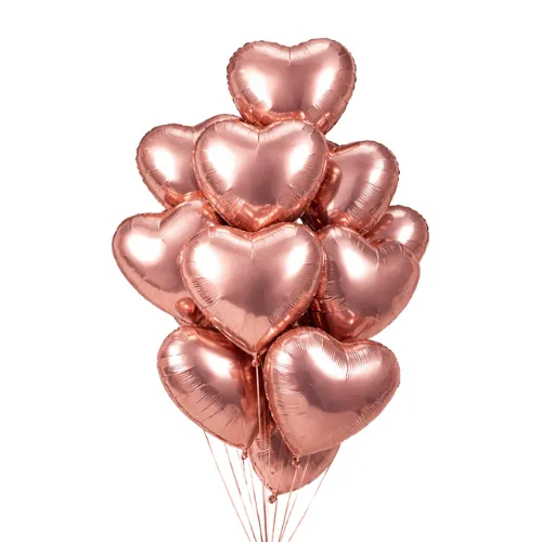 Bouquet de 12 ballons cœur rose-gold