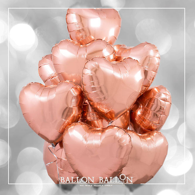 Bouquet de  12 ballons cœur rose-gold