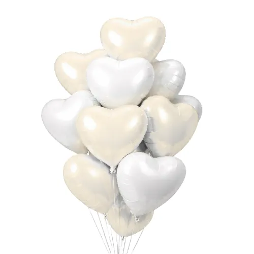 Bouquet de 12 Ballons cœur blanc/crème