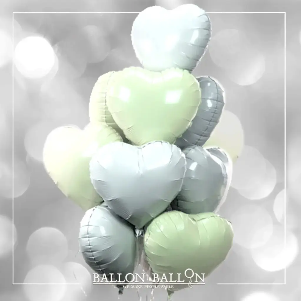 Bouquet de 12 Ballons cœur blanc