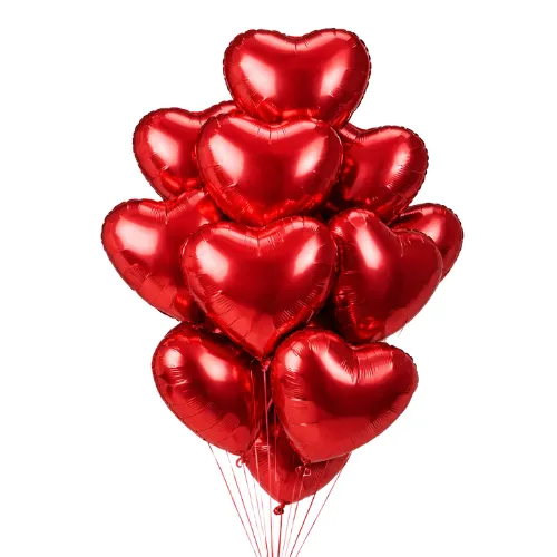 Bouquet de 12 Ballons cœur rouge