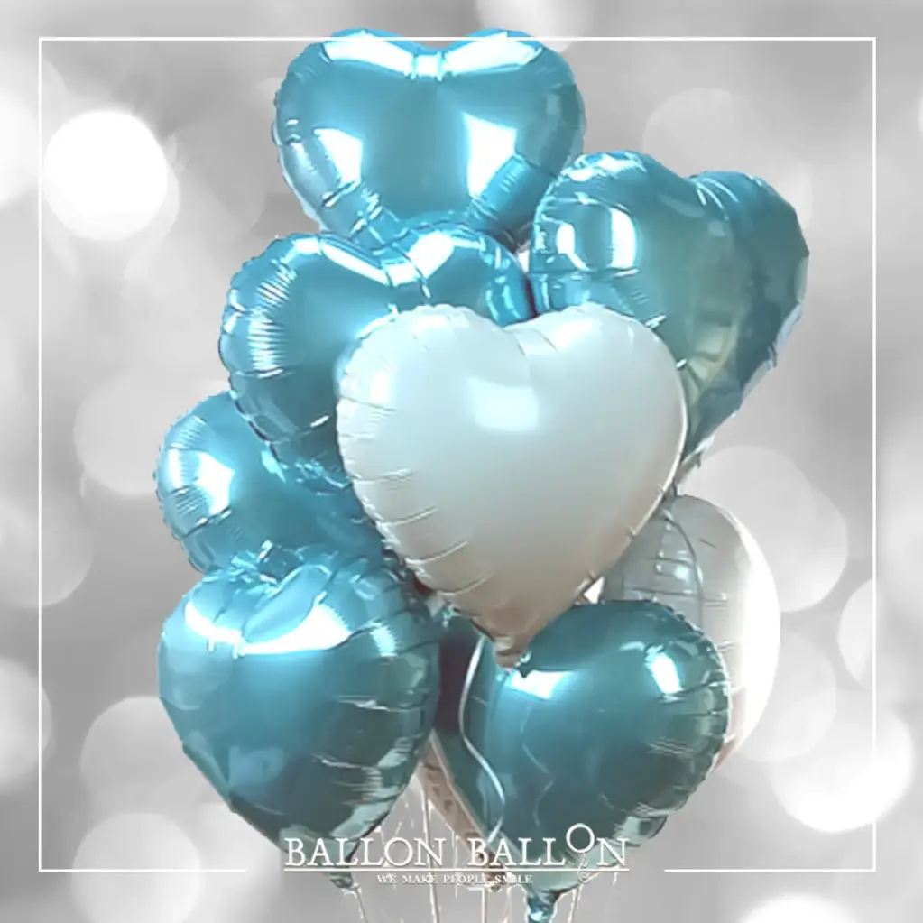 12 Hartballonnen blauw/wit